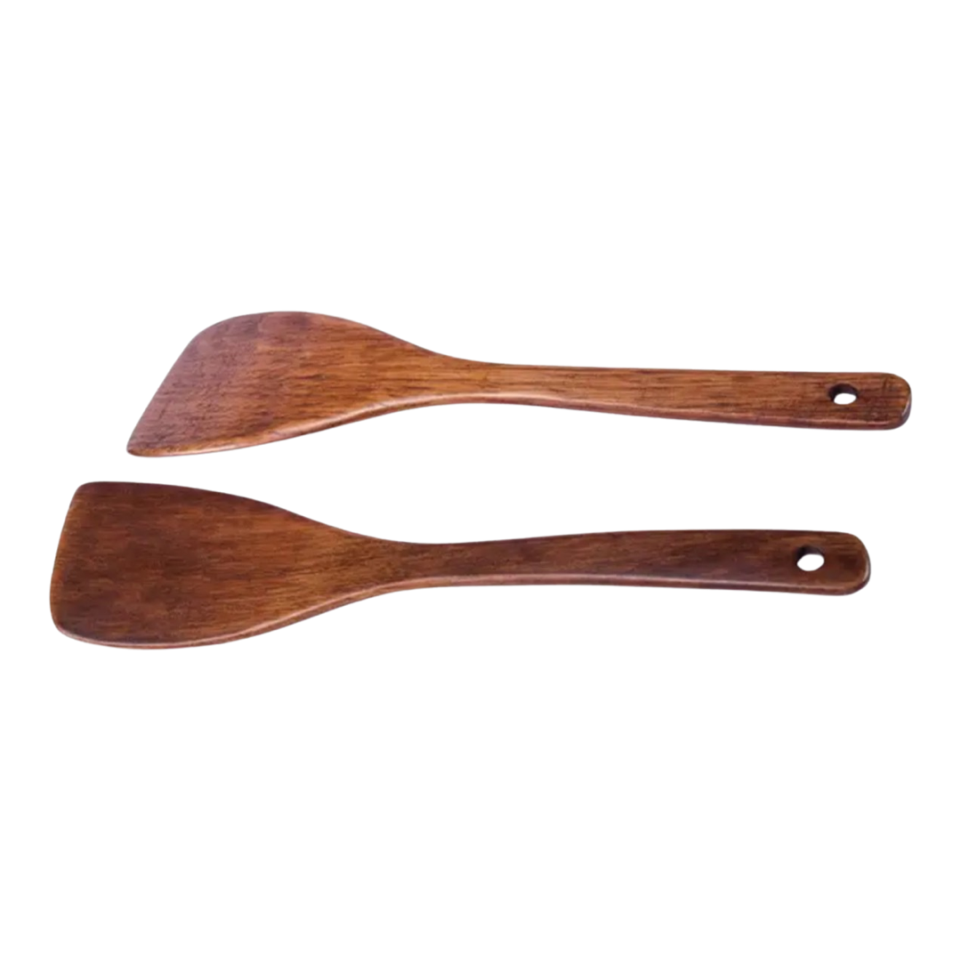 Spatule en bois - Spatule plate à long manche Fait à la main - Spatule à frire