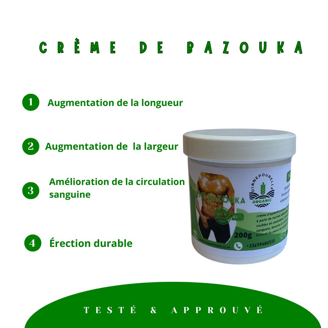 BAZOUKA CREME AGRANDISSEMENT GÉNITAL DE L'HOMME 100% BIO