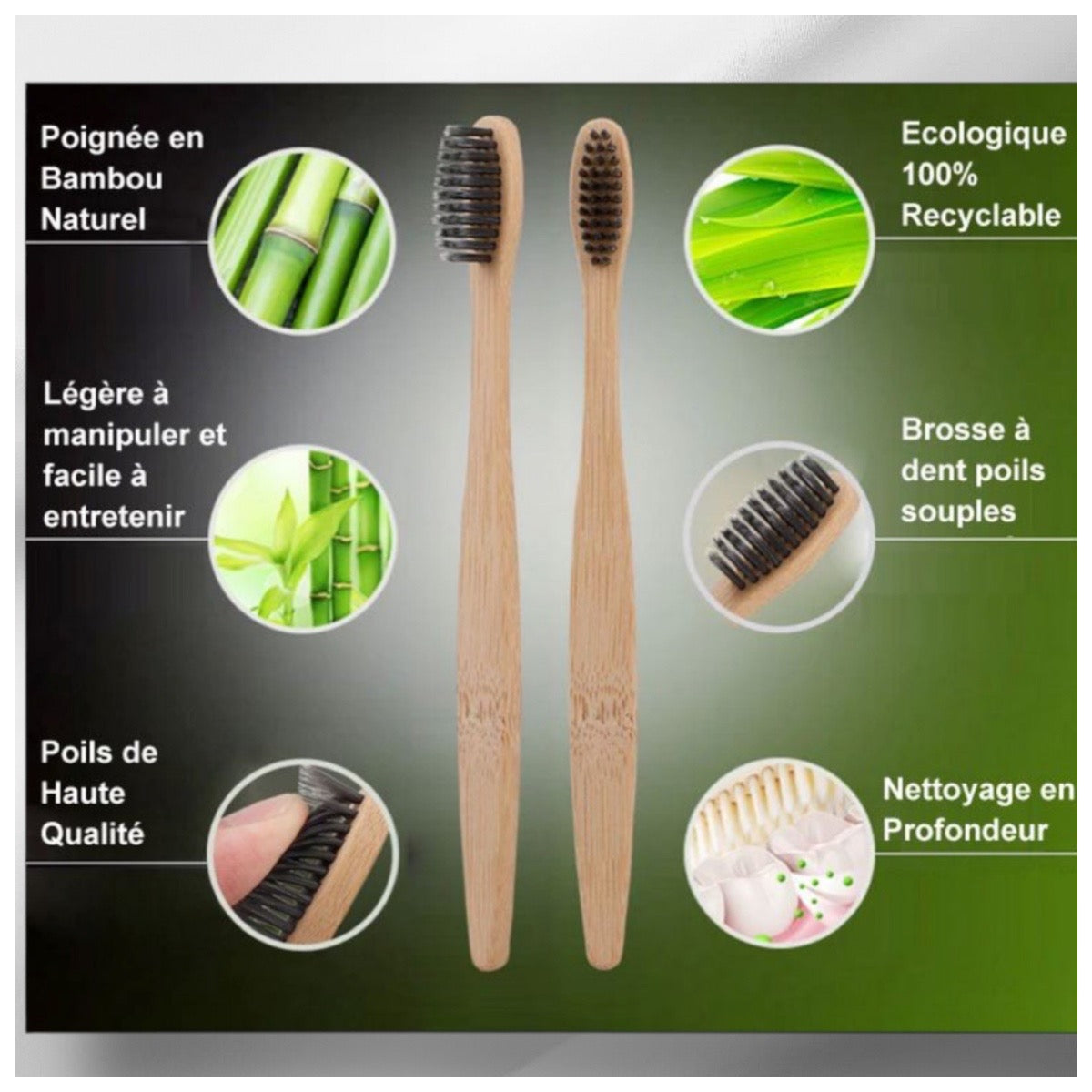 BROSSE À DENTS EN BAMBOU ADULTE Medium x4